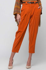 Kocca Pantalone Vita Alta Colore Arancio Ruggine