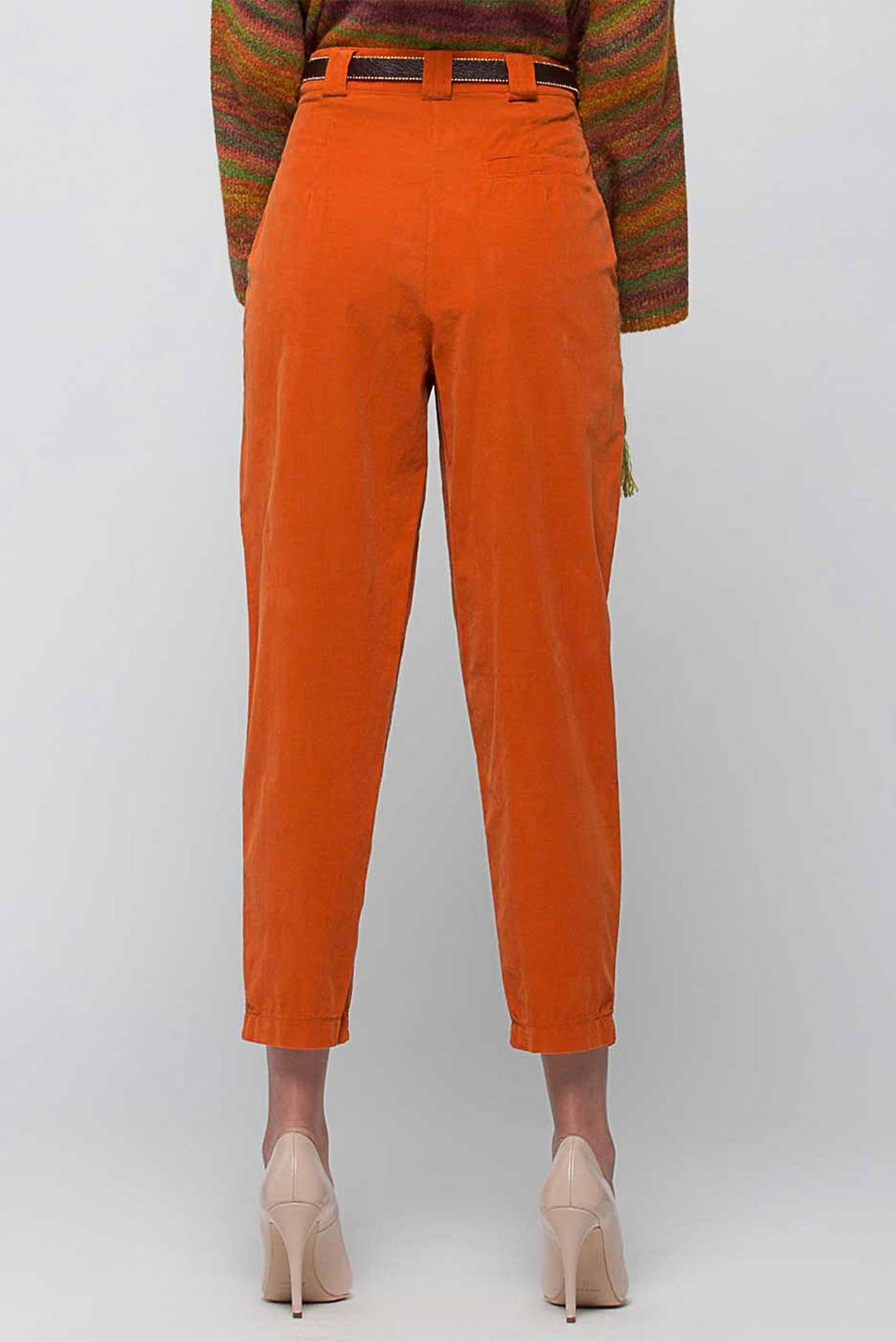 Kocca Pantalone Vita Alta Colore Arancio Ruggine