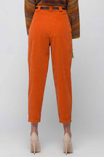 Kocca Pantalone Vita Alta Colore Arancio Ruggine