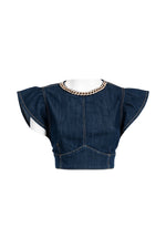 Trashandluxury Top tl10ss240495 denim scuro fronte